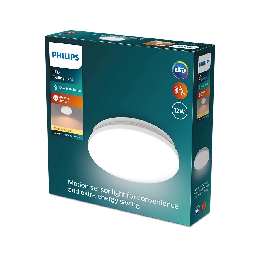 Потолочный LED-светильник Philips ACUNA 12W 1350 лм 2700K Warm White с датчиком движения, Ø24,5 см, IP20 Киев - изображение 3