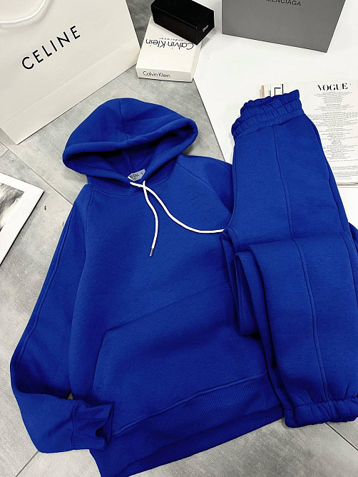 Женский утепленный костюм двойка: худи и штаны турецкая трехнить на флисе Электрик, 44/46 Одесса - изображение 3