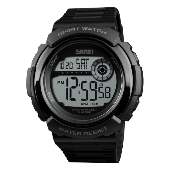Чоловічий спортивний годинник Skmei 1367 (Чорний з білим) Київ