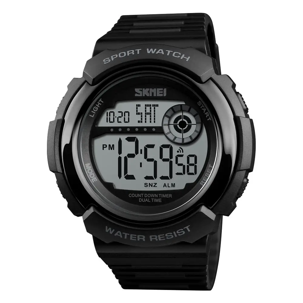 Чоловічий спортивний годинник Skmei 1367 (Чорний з білим) Київ - фото 1