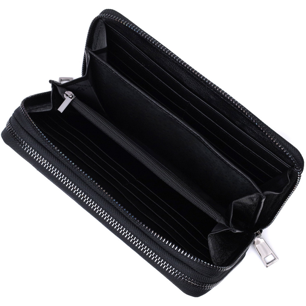 Стильный мужской клатч на два отделения из натуральной кожи Черный (ST Leather) Киев - изображение 2