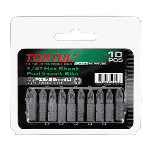 Набір насадок викруткових TOPTUL 1/4" L 25 мм PZ1 10ед. FSCA0801G Чернігів - фото 1