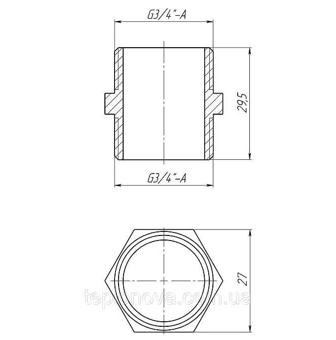 Ніпель 3/4| НН латунний LN442S OPTIMUM Чернівці - фото 3