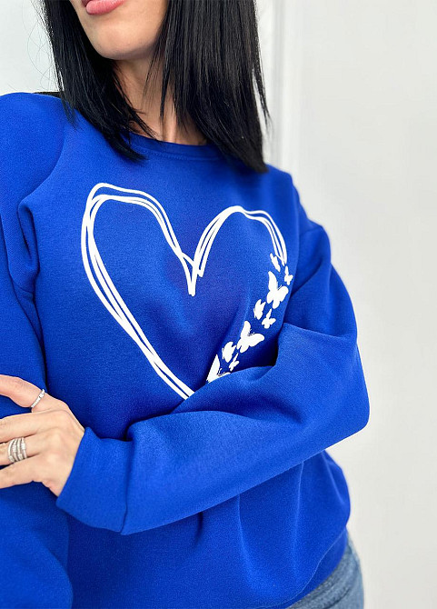 Утеплений світшот з принтом "Heart" оптом  Батал 54-56, Електрик Київ - фото 1