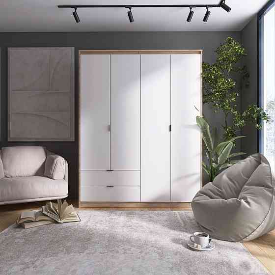 Шкаф распашной для одежды с выдвижными ящиками (штанга - полки) Эверест Сити-1600 160,2х50х204,6 см Дуб сонома/Белый (DTM-071119) Львов