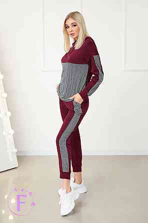 Повсякденний жіночий костюм із трикотажу "Flex" оптом | Норма і батал | Розпродаж моделі Марсала, 46-48 Київ