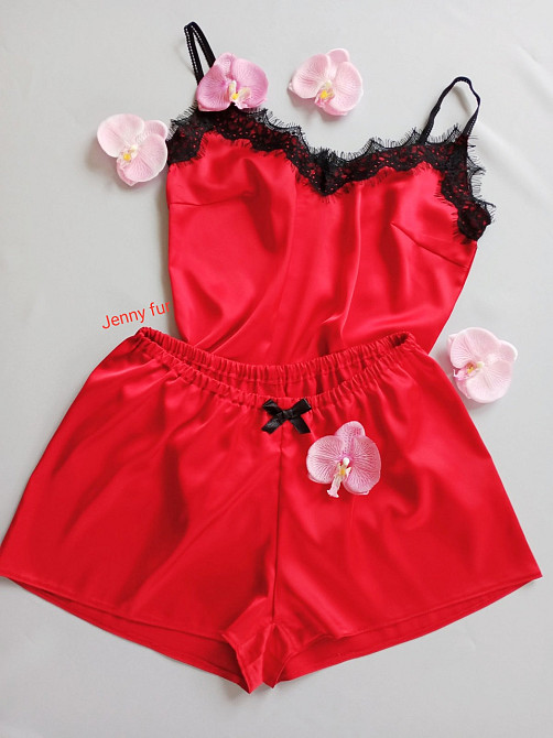 Шелковая пижама женская Красный S Харьков - изображение 1