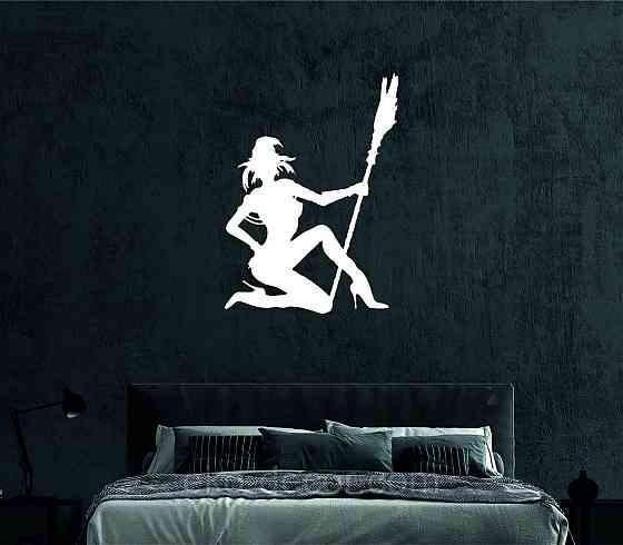 Декоративное настенное Панно «Девушка с метлой», Декор на стену 50*36 см, Белый Киев