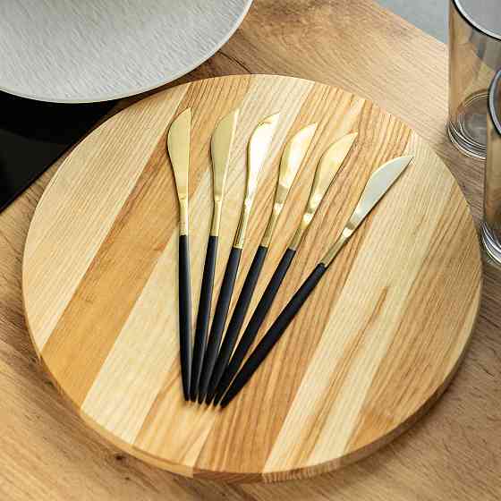 Набір столових ножів 6 штук ножі сервірувальні столові 22.5 см Чорний із золотом HP-20-6 Коломия