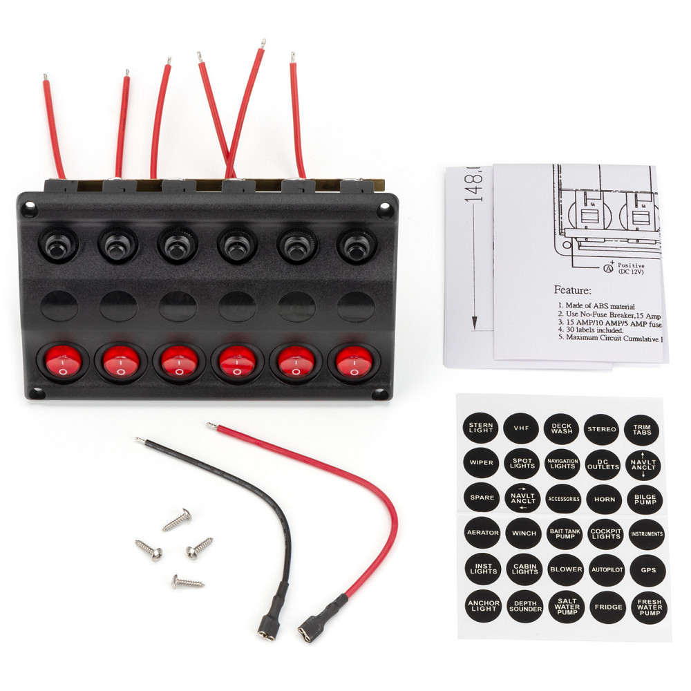 Панель на 6 переключателей Тайвань 10026-BK Черкассы - изображение 2