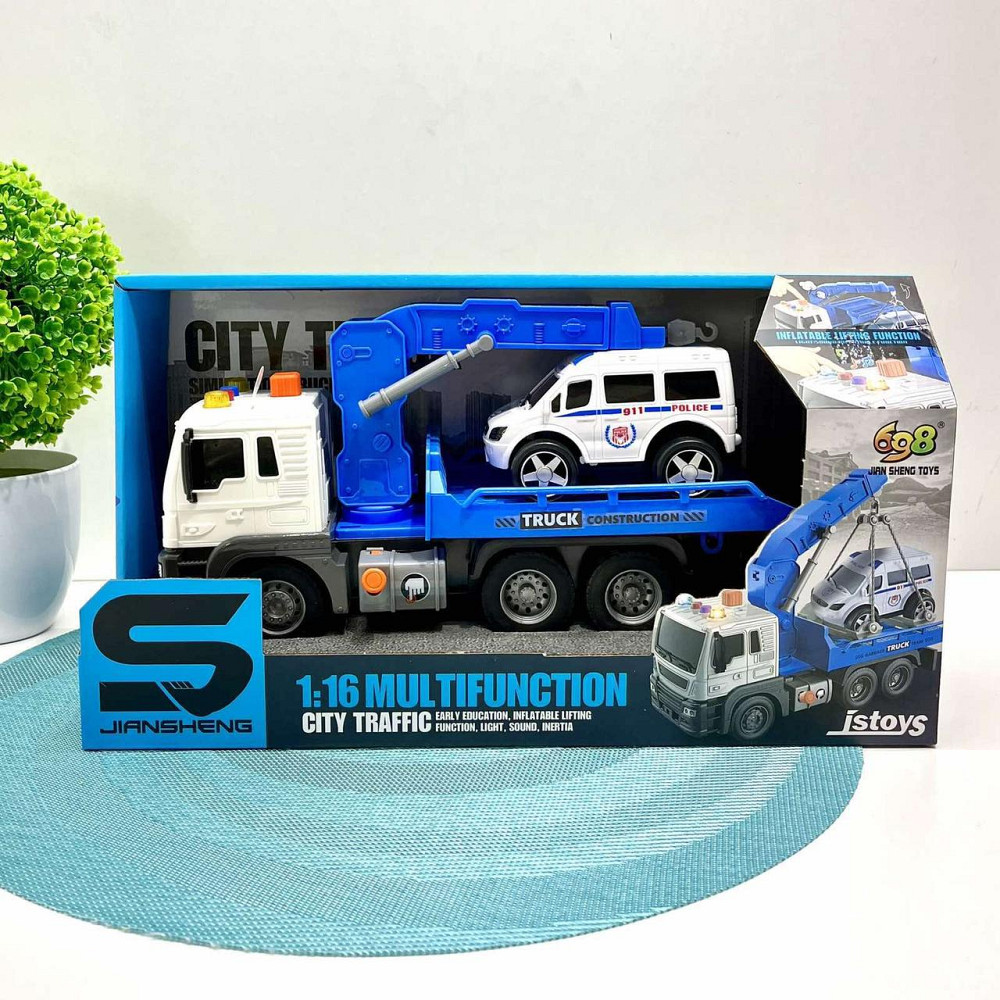 Евакуатор машинка світлові та звукові ефекти інерція машинка 27см Синій (JS106AB) Чернігів - фото 9