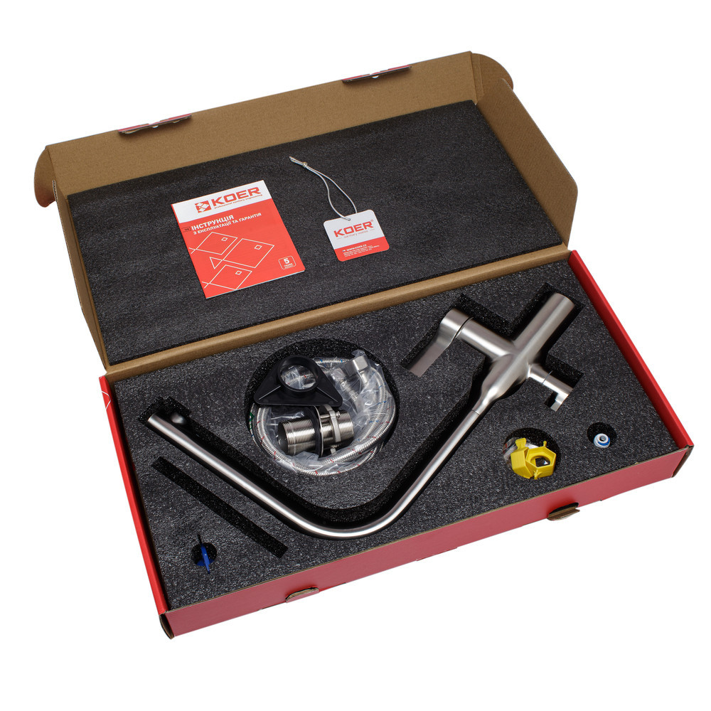 Змішувач для кухні з виходом для питної води Koer KI-72020-02 (з нерж. сталі) (KR4797) Київ - фото 7