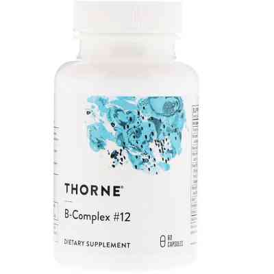 Вітамін Thorne Research В-Комплекс №12, B-Complex 12, 60 капсул (THR-11203) Вінниця