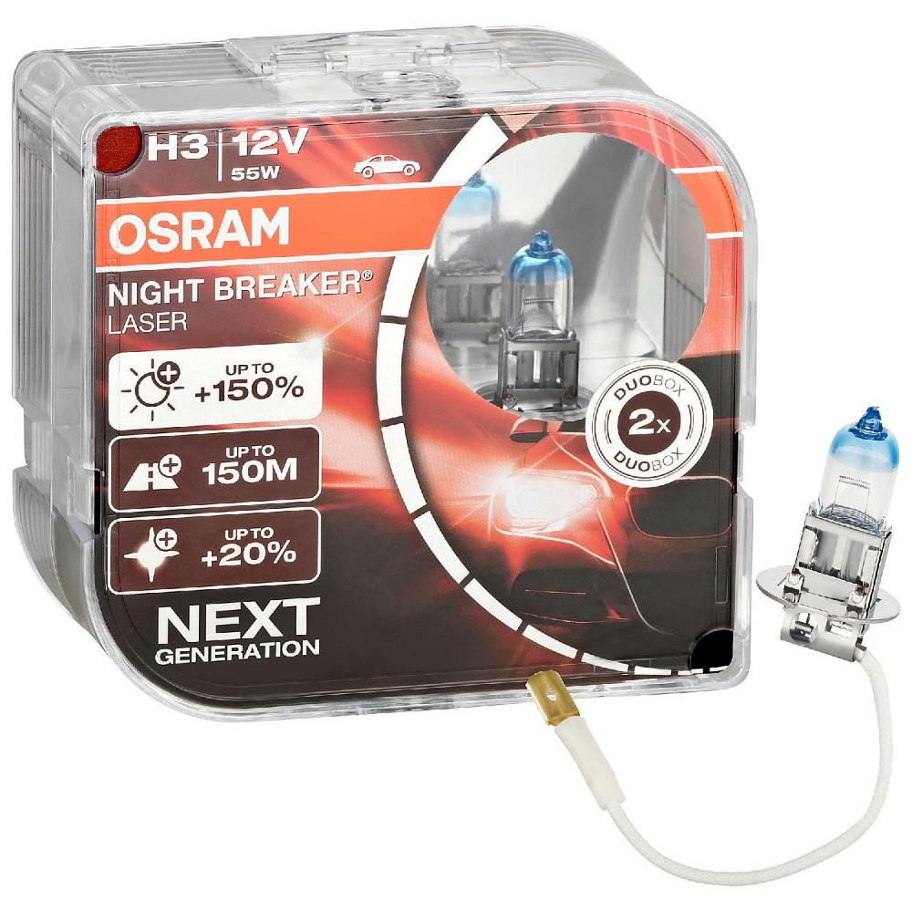 Комплект галогенових ламп OSRAM H3 64151NL-HCB Night Breaker LASER NG +150% 55W 12V Pk22s (2 шт) Харків - фото 1
