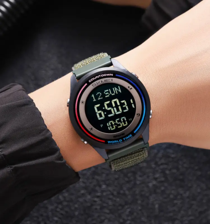 Годинник чоловічий наручний спортивний Skmei 2412 з нейлоновим ремінцем на липучці (Зелений) Вінниця