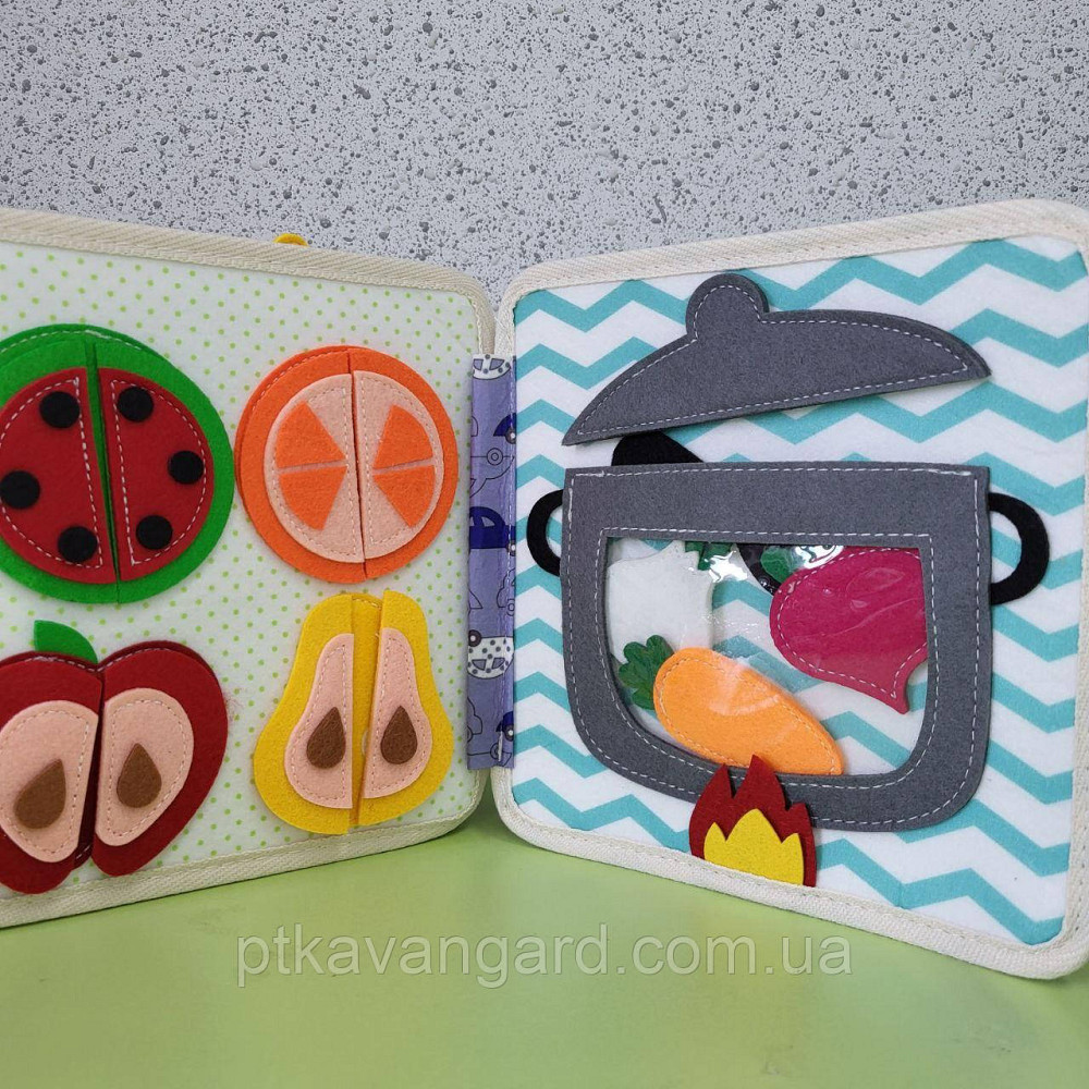 Книга-бізіборд фетрова розвиваюча м'яка "Левеня" (шнурівка, сортер, елементи на липучках) 25005 Хмельницький - фото 4