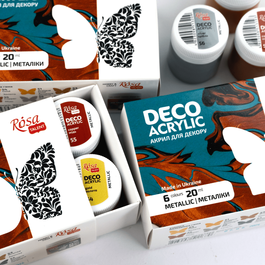 Набор акриловых красок для декора металлики 6×20мл ROSA ТАLENT Киев - изображение 7