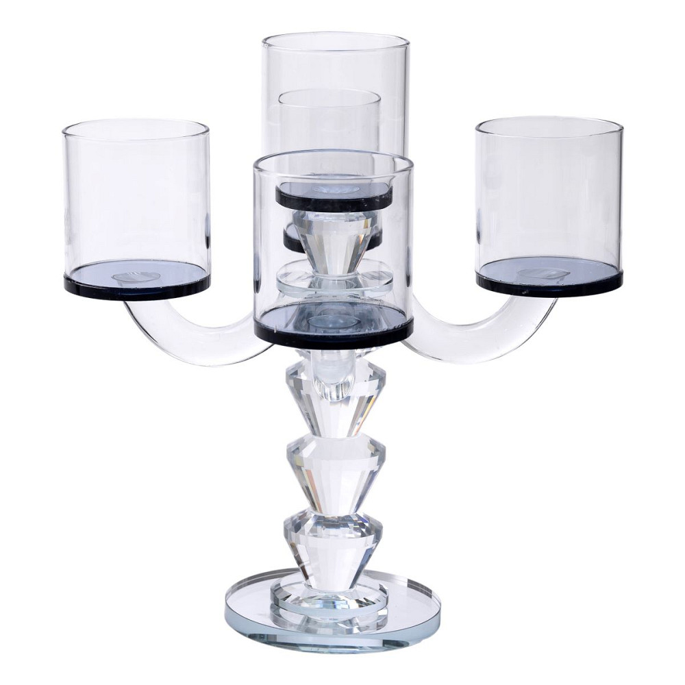 Yiwu Канделябр на 5 свічок 19×19×24 см підсвічник декоративний скляний на ніжці Чорний HP-4-23 Коломия - фото 3