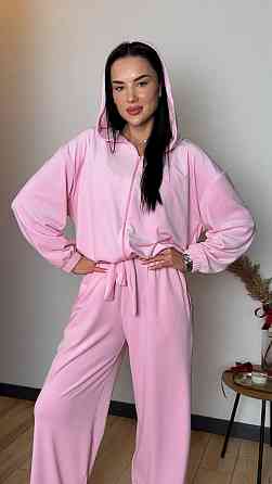 Жіночий стильний костюм трійка: кофта топ і штани велюр плюш Одеса