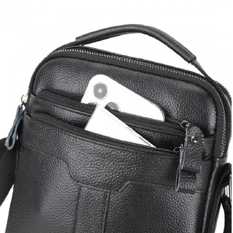 Чорна шкіряна чоловіча сумка-барсетка Tiding Bag Київ - фото 6