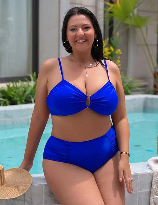 Раздельный купальник с высокой талией женский синий Киев - изображение 4