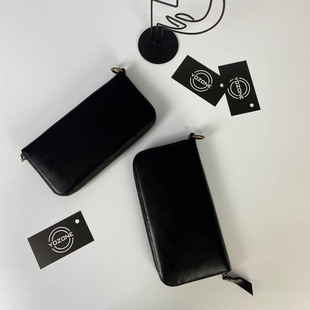 Чоловічий гаманець на блискавці шкіряний, місткий гаманець з відділеннями, чорнийMasterSem Київ - фото 5