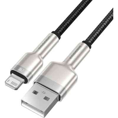 Дата кабель USB 2.0 AM to Lightning 1.0m Cafule Metal 2.4A black Baseus (CALJK-A01) Винница