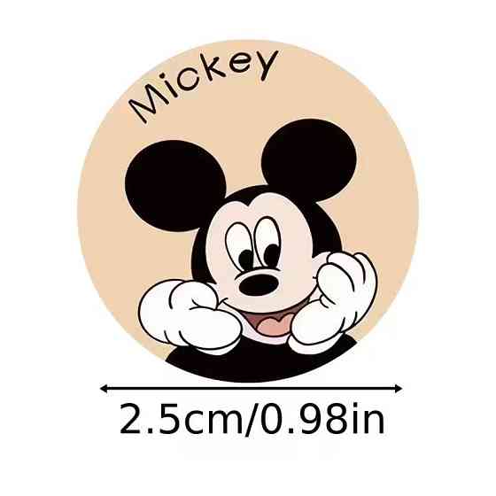 Стікери з мультяшними героями — Міккі, Мінні, Дональд, Дейзі, Бембі, Чіп і Дейл — рулон 500 шт Ø2.5 см Київ