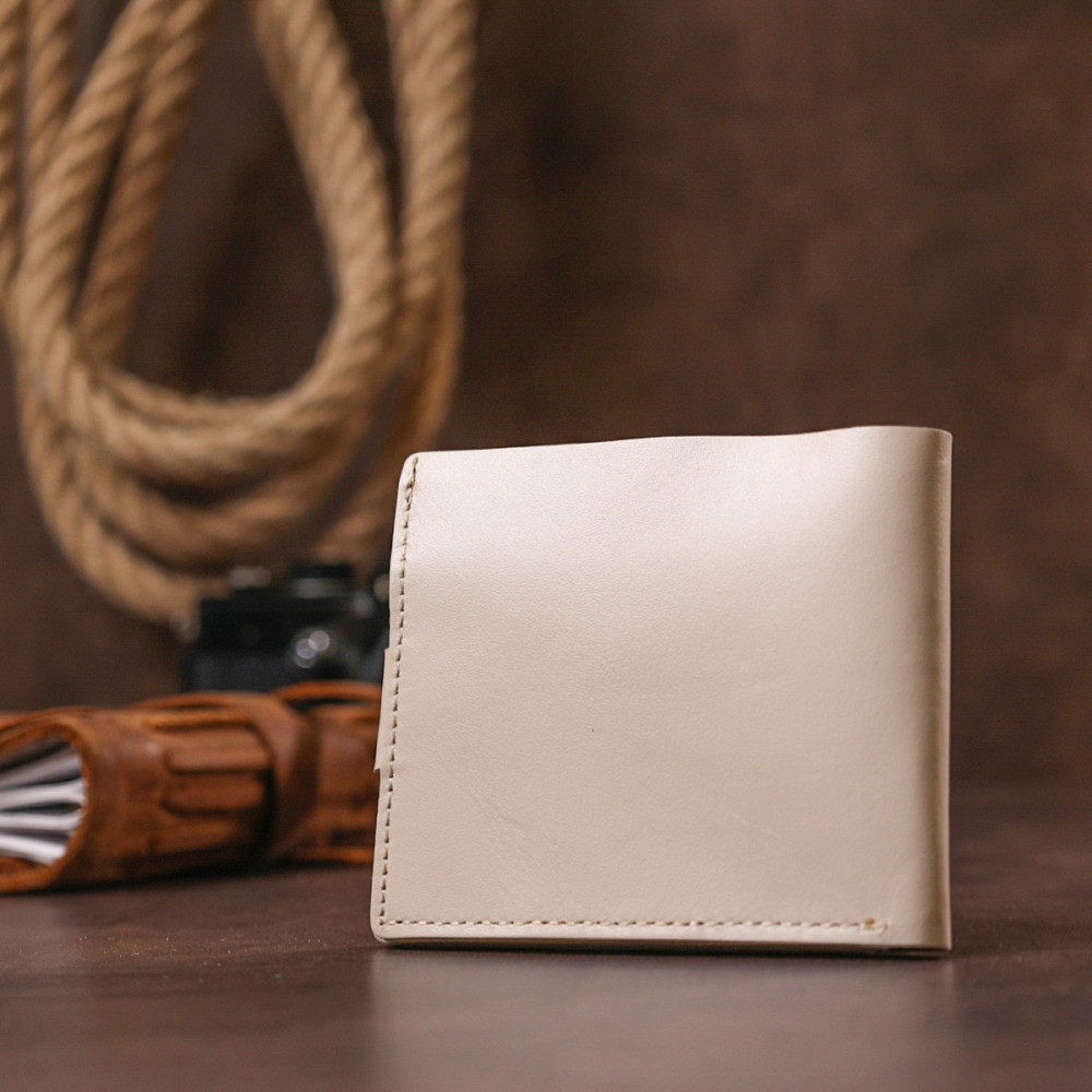 Кожаное стильное портмоне Shvigel 16447 Бежевый Киев - изображение 7