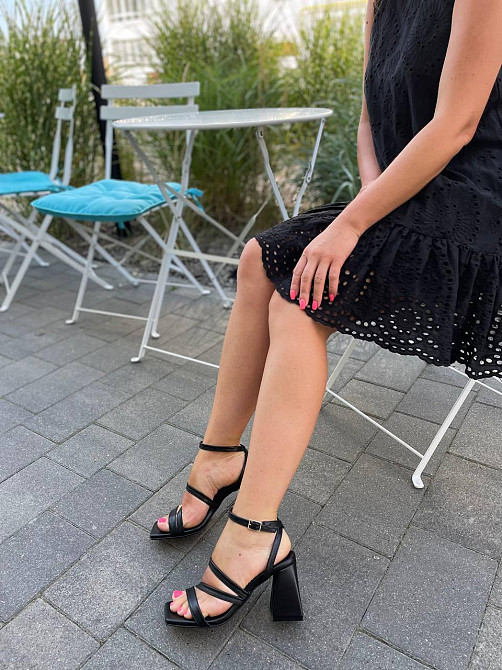 SANTINI Зручні босоніжки жіночі чорні шкіряні літні на підборах SANTINI 807381-11 р. 35-40 Коломыя - изображение 6