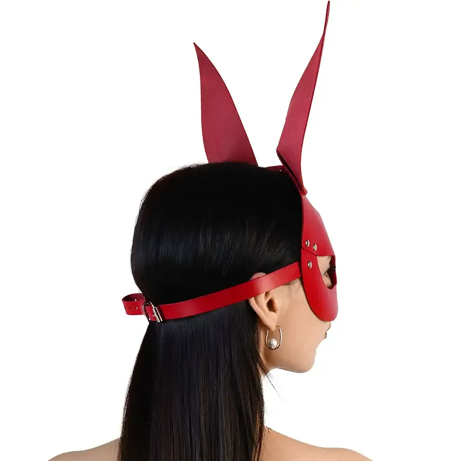 Шкіряна маска Зайчика Art of Sex - Bunny mask, колір Червоний Львів - фото 2