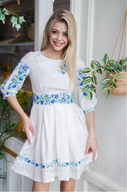 Лляне плаття з вишивкою вишиванка "Польові ромашки" для жінок дівчаток Кривий Ріг - фото 2