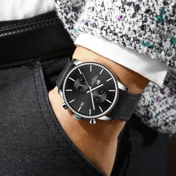 Мужские наручные классические часы Cheetah Monaco (Серебристые с черным) Винница - изображение 7