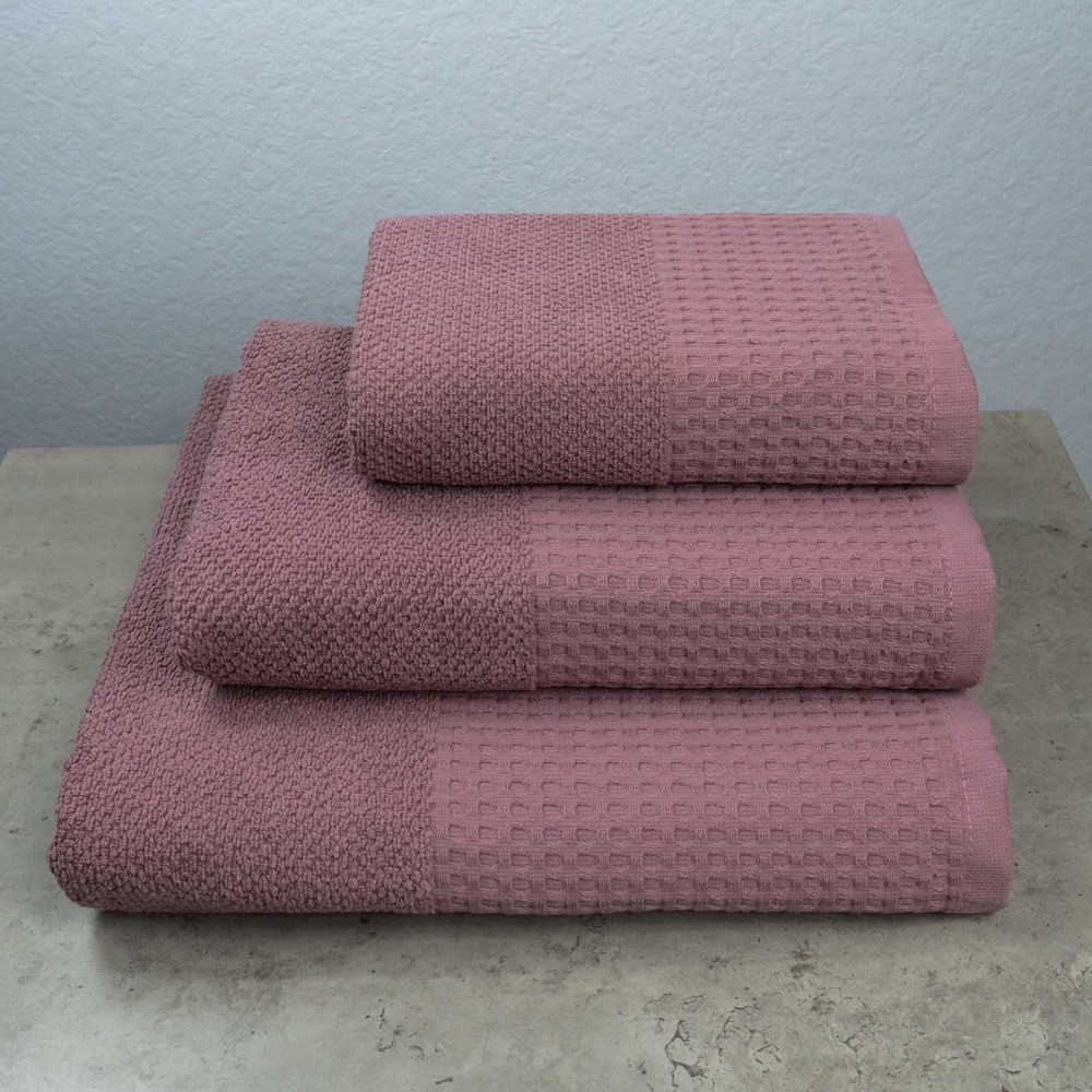Комплект махровых полотенец Вафельный Бордюр 3шт GM Textile 40х70см, 50х90см, 70х140см 500г/м2 (Виноград) Сумы - изображение 1