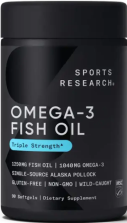 Рыбий жир Sports Research Omega-3 Fish Oil Alaska Pollock 1250mg  90 гел капс Киев