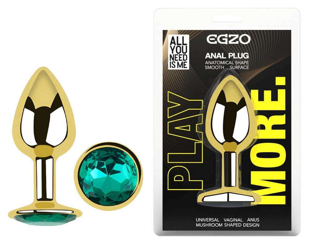 Анальная пробка с кристаллом EGZO - Gold Round Plug Marine size S Sex Aura Киев - изображение 1