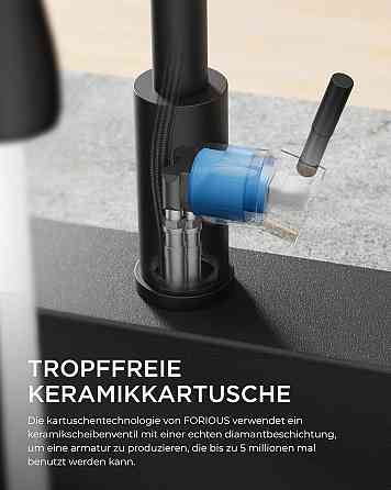 Змішувач FORIOUS для кухонної раковини з висувним механізмом що обертається на 360°, дві функції розпилення з Німеччини Дніпро