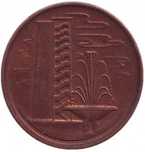 Монета 1 цент. 1981,84 рік, Сінгапур. (БК) Полтава - фото 1