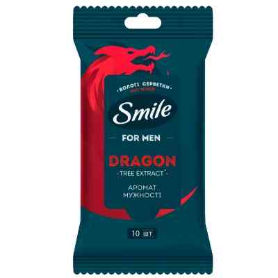 Вологі серветки Smile Men З екстрактом дерева дракона 10 шт. (4823071656923/4823071661965) Вінниця