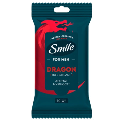Вологі серветки Smile Men З екстрактом дерева дракона 10 шт. (4823071656923/4823071661965) Вінниця - фото 1