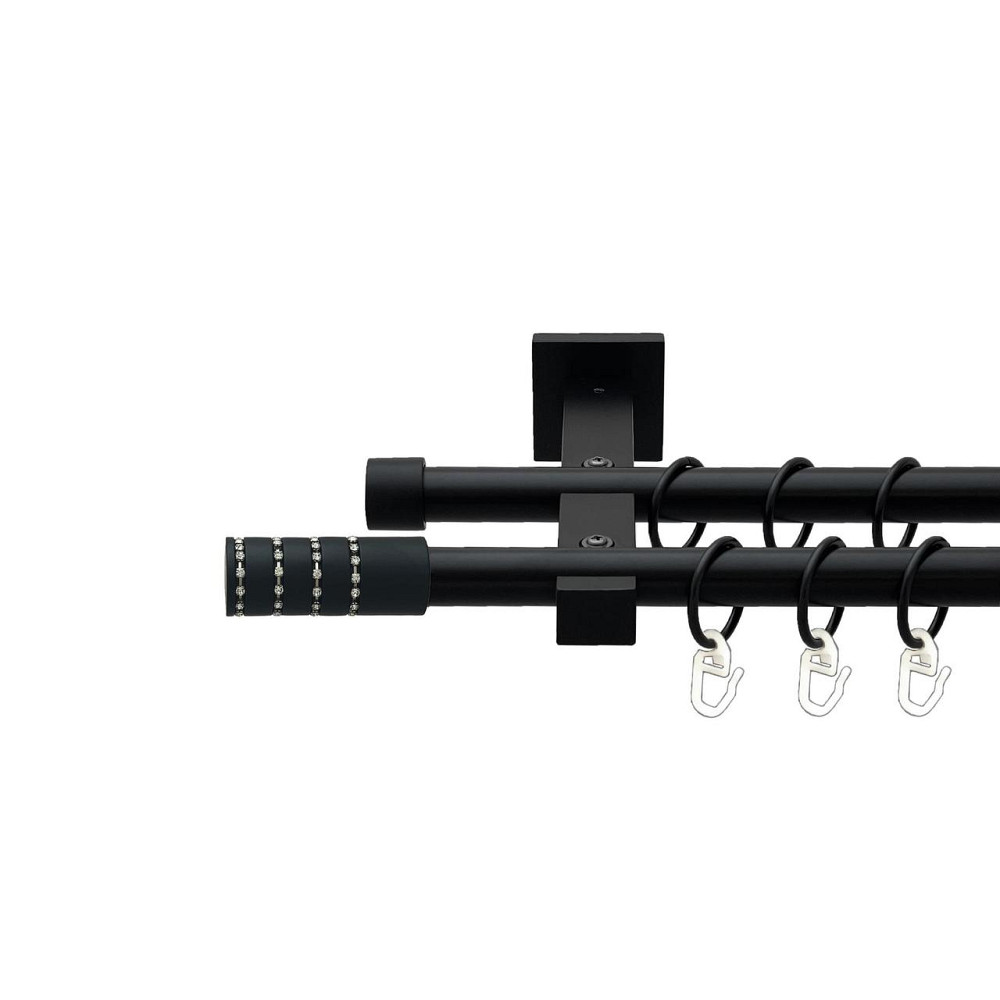 Карниз Orvit Барамелла металевий дворядний техно гладка труба кільце металеве Чорний Оксамит 19\19 мм 200 см (00-00026657) Львів - фото 1