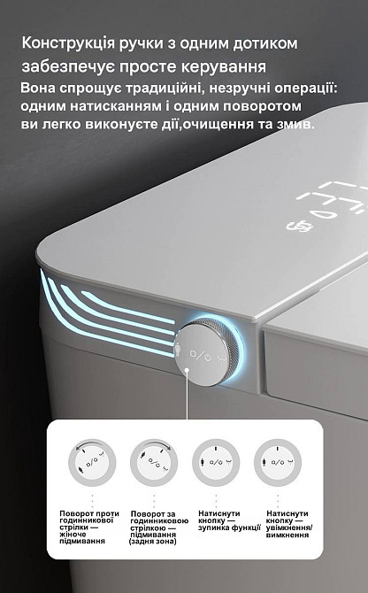 Умный унитаз-биде 9006A с украинским голосовым помощником, автопеной Bubble Shield 360°, УФ-стерилизацией, LED-дисплеем и Киев - изображение 9