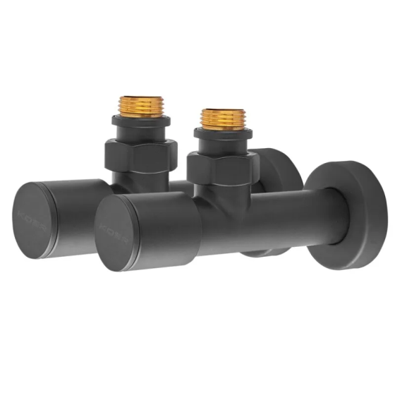 Комплект кранів для рушникосушки кутовий Koer KR.SET.535 BLACK - M1/2''xM1/2'' подовжений (KR5844)   ( 20721 ) Харків