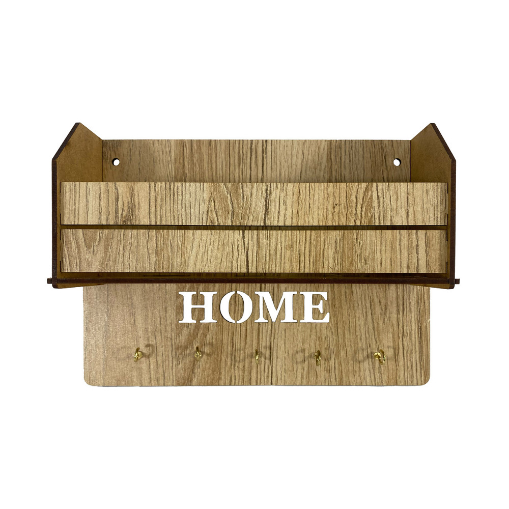 Ключница настенная, полка органайзер для ключей, мелочей и аксессуаров, деревенная с 5 металлическими крючками, 24х17х7 см Каменец-Подольский - изображение 6