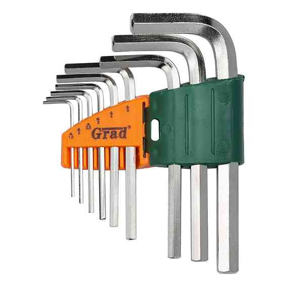 Ключи шестигранные 9шт 1.5-10мм CrV (короткие) GRAD (4022075) Киев