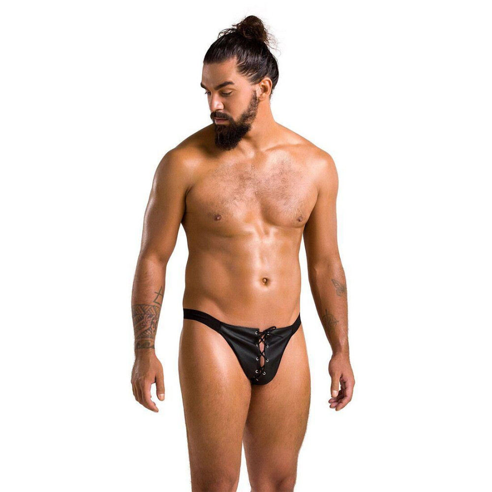 Мужские слипы на шнуровке Passion 044 SLIP BEN L/XL Black, экокожа, люверсы Sex Aura Киев - изображение 3