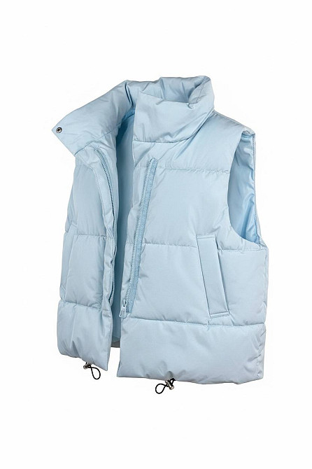 Жилет женский HAIZIYUAN 9021 воротник стойка средняя длина голубой, голубой, M Киев - изображение 12