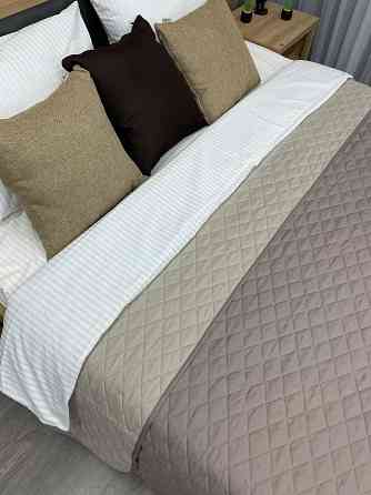 Покривало двостороннє Decorator Microfiber ромб 210x215 см сіро-коричневий з бежевим (85-022) Київ