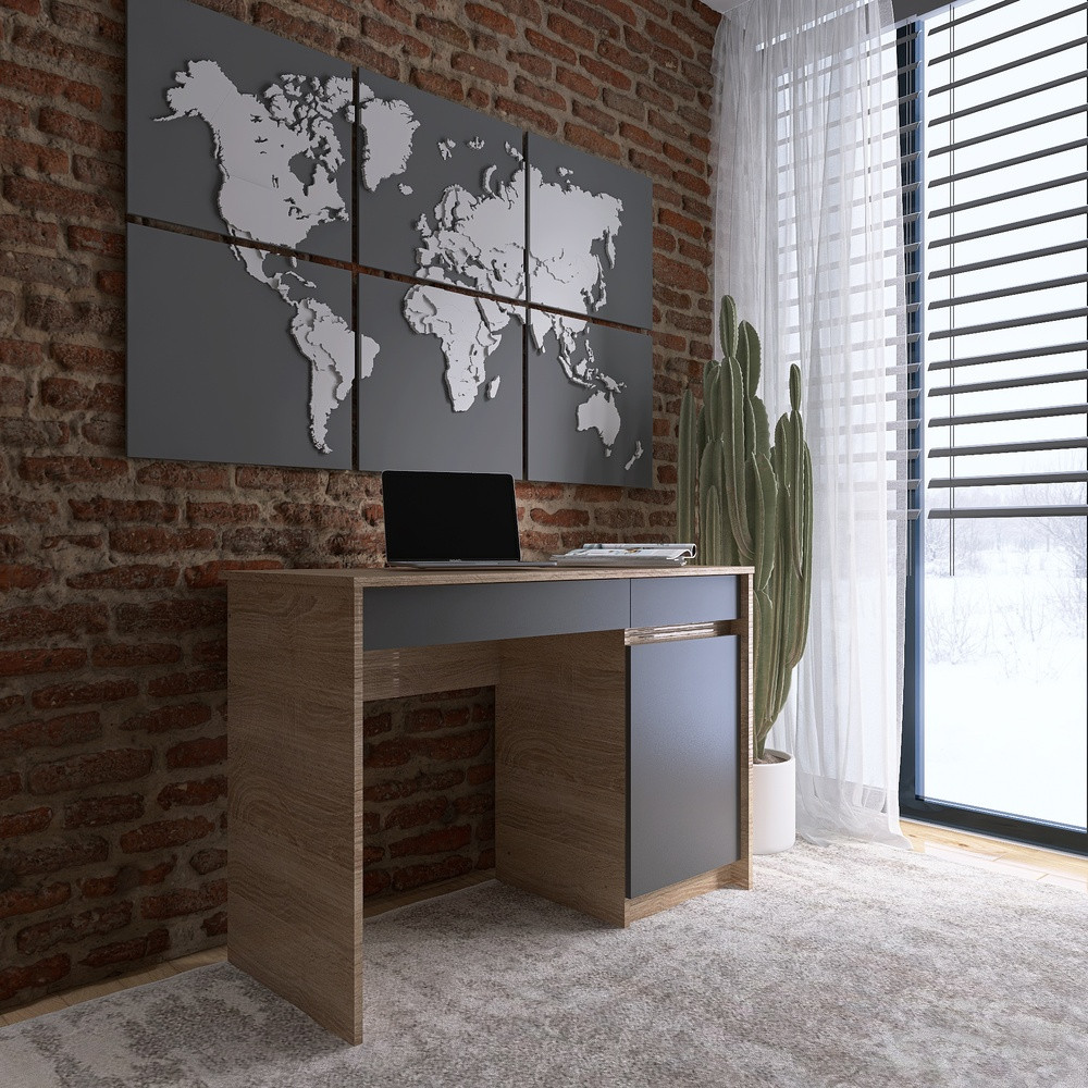 Письменный стол с 2 ящиками и закрытой секцией Эверест Сити-1100 110,1х50,1х76,6 см Дуб cонома/Графит (DTM-071103) Львов - изображение 1