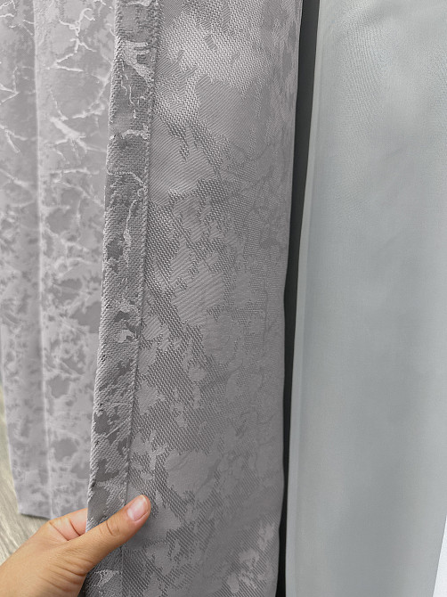 Комплект готовых штор VR-Textil Лен мрамор Royal Touch № 2007ш Светло-серый 130х200 см 2 шт (39-0093) Киев - изображение 6